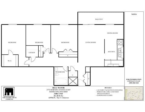 Floor plan for 3 beds, 1 bath, 1120 sqft